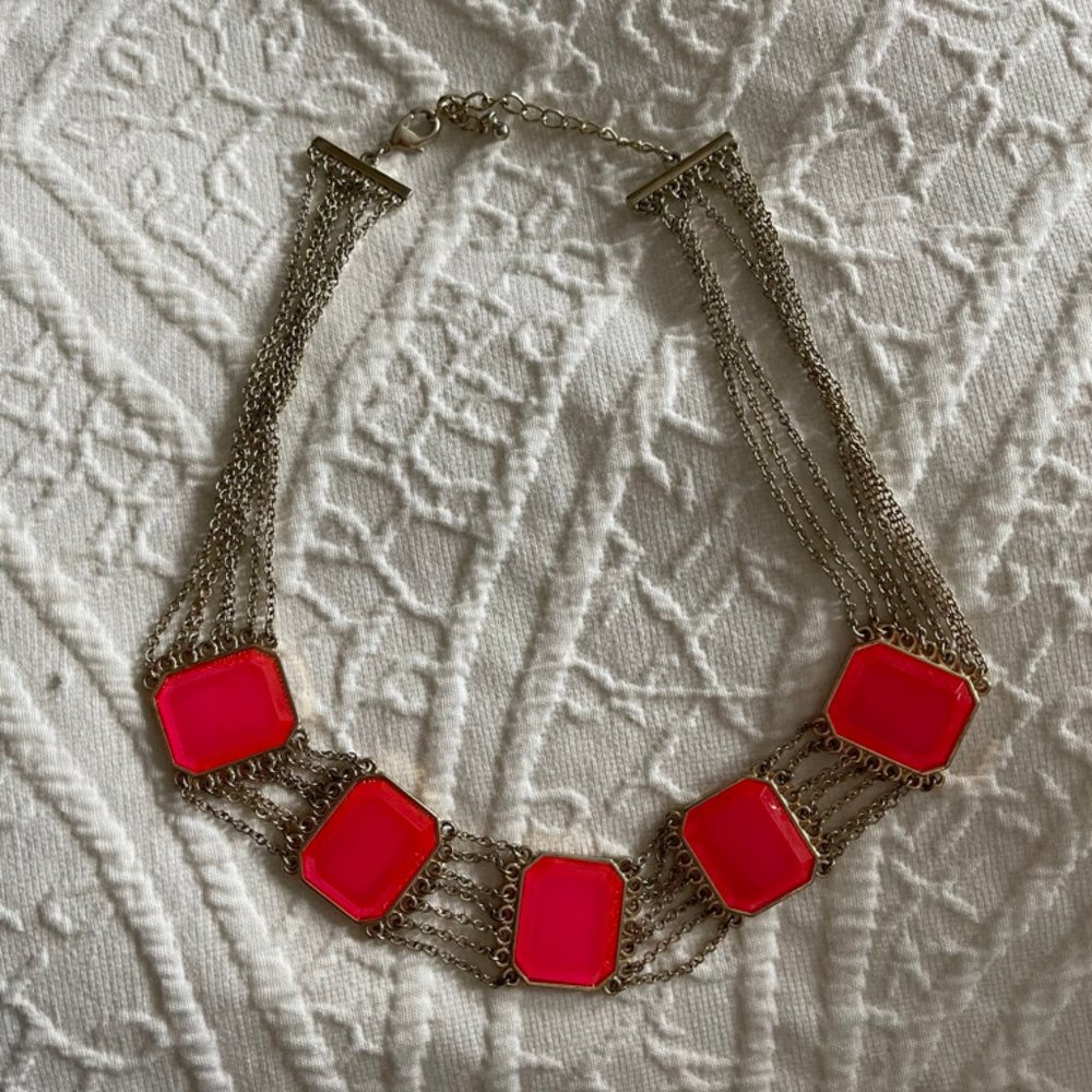 Bright Pink and Gold Necklace